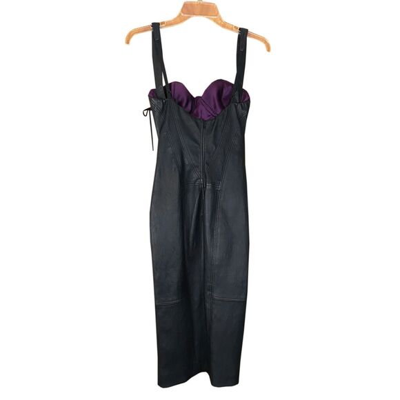 Kiki de Montparnasse Corset Effect Midi Dress Size 6 Black Lambskin Silk Lining - Picture 8 of 16